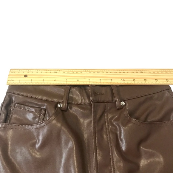 Vintage Brown Faux Leather Pants Women’s High Waist Straight Leg RetroY2K Size 4 - Picture 7 of 12